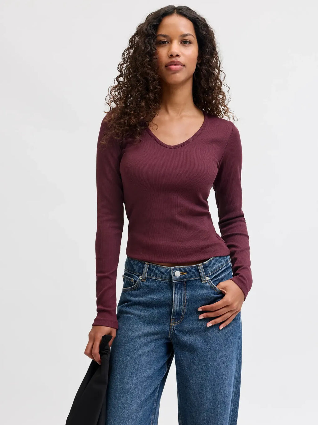 Top JJXX Freya Stretch V-Neck Manches Longues - Femme