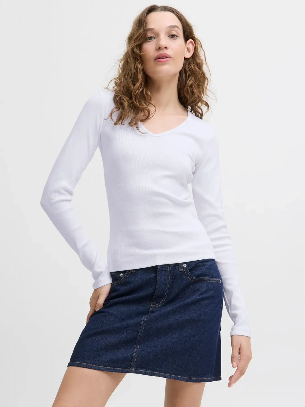 Top JJXX Freya Stretch V-Neck Manches Longues - Femme