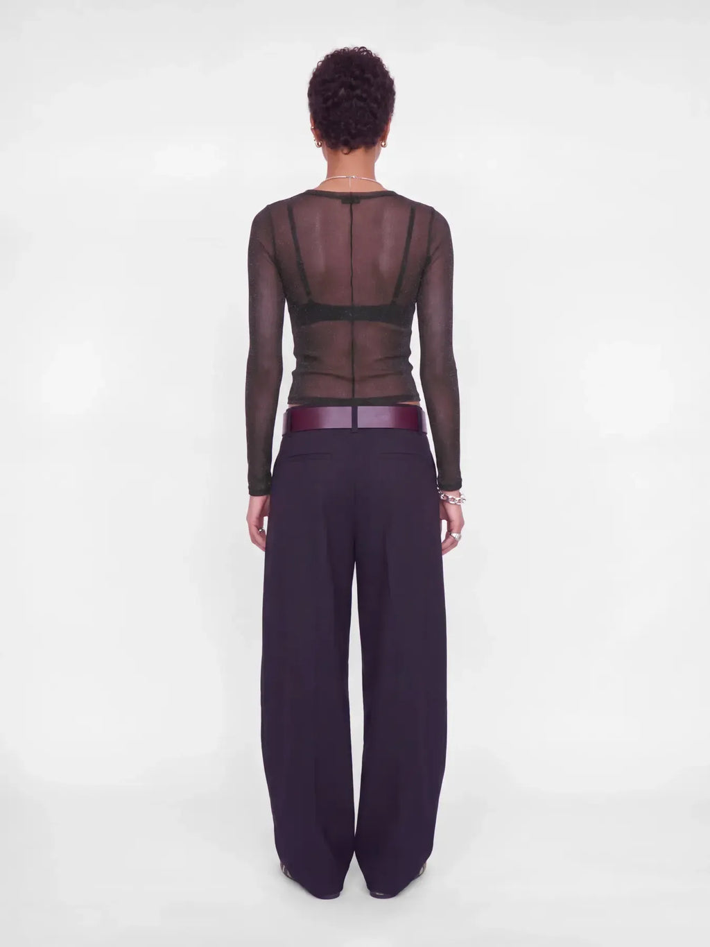 Top femme JJXX JXMINNA en mesh scintillant à manches longues