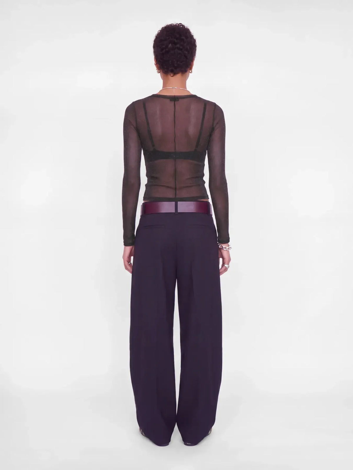 Top femme JJXX JXMINNA en mesh scintillant à manches longues