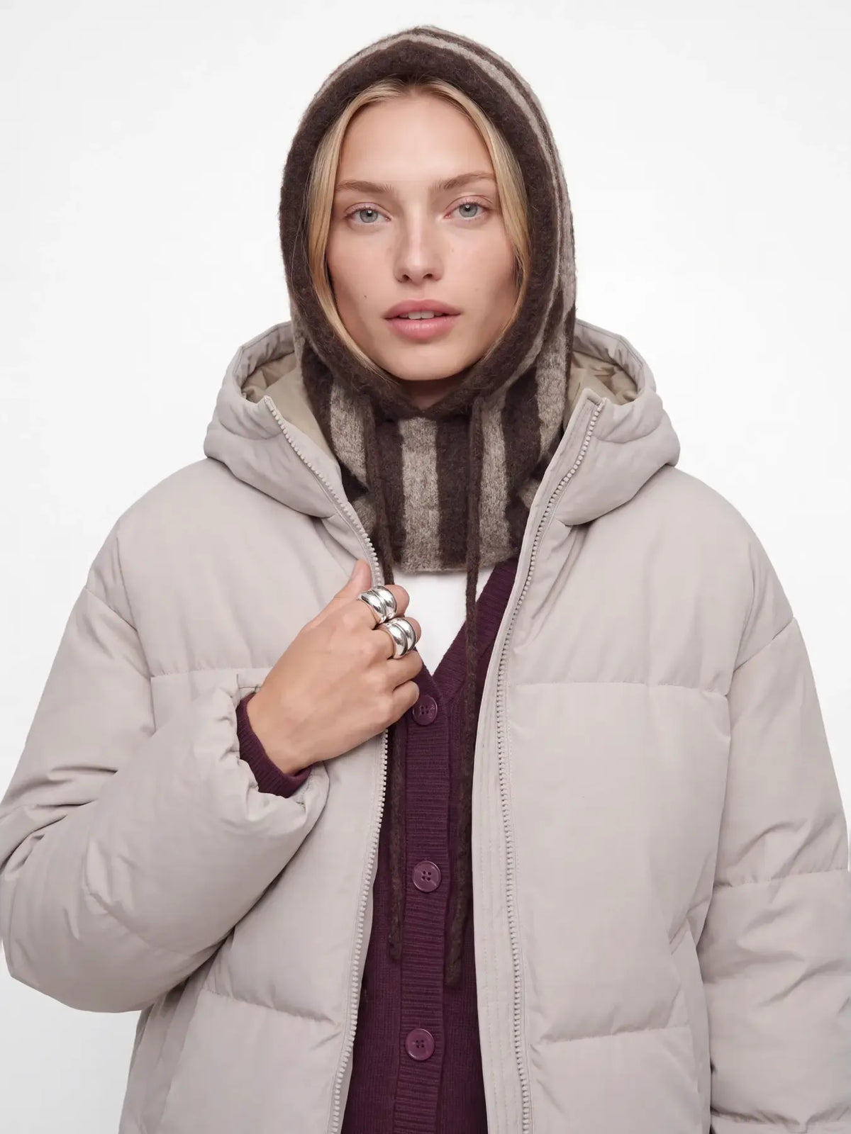 Cagoule femme JJXX JXKATHERINE en maille rayée