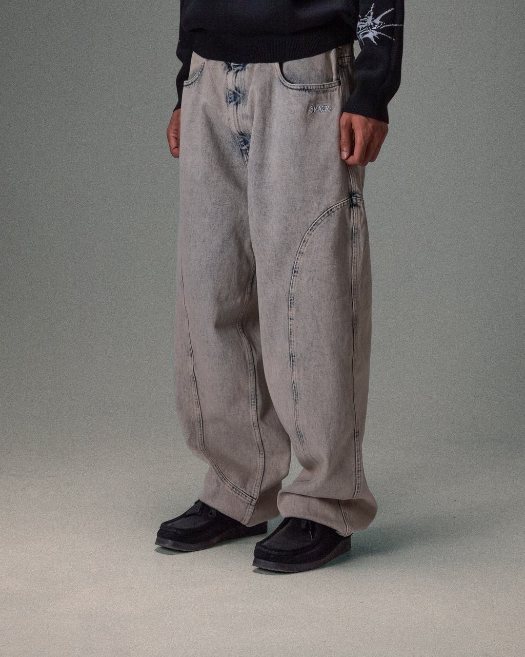 Jean Baggy Jacker Waves - Grey Homme