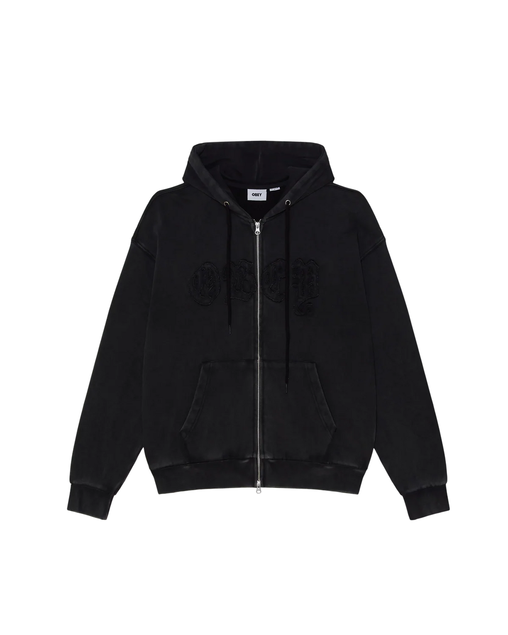 Hoodie Zippé Obey Gothic - Dusty Black Limo Homme