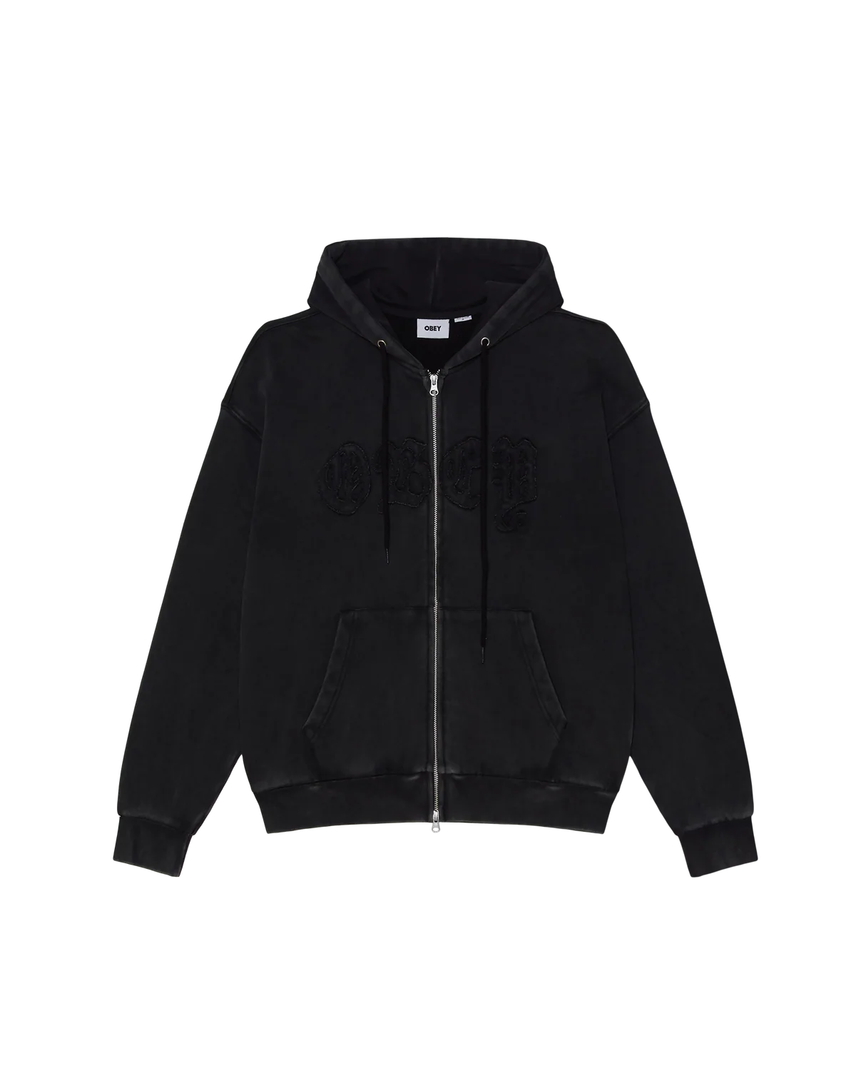 Hoodie Zippé Obey Gothic - Dusty Black Limo Homme